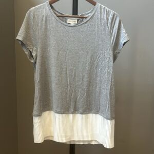 NWT Maison Jules Large grey and cream top
